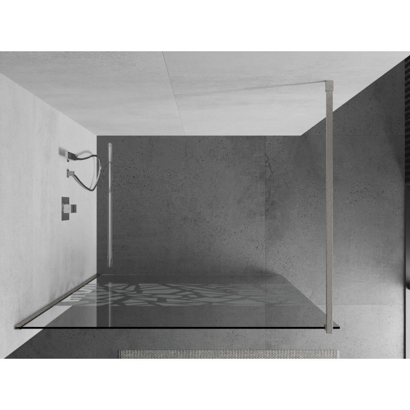 Mexen Kioto parede de chuveiro Walk-in 140 x 200 cm, padrão branco 8 mm, níquel escovado - 800-140-101-97-85