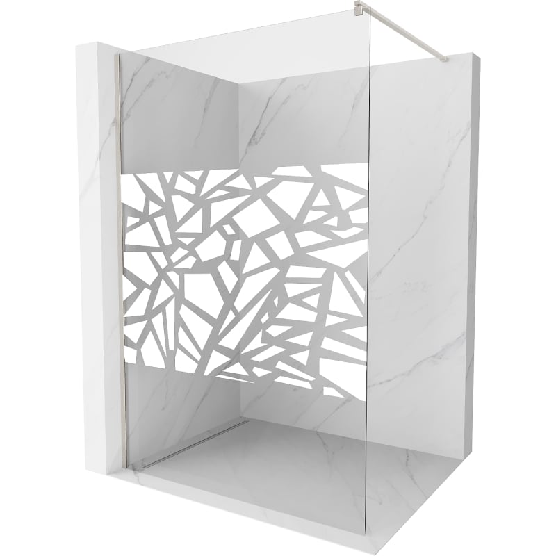 Mexen Kioto ścianka prysznicowa Walk-in 140 x 200 cm, biały wzór 8 mm, nikiel szczotkowany - 800-140-101-97-85