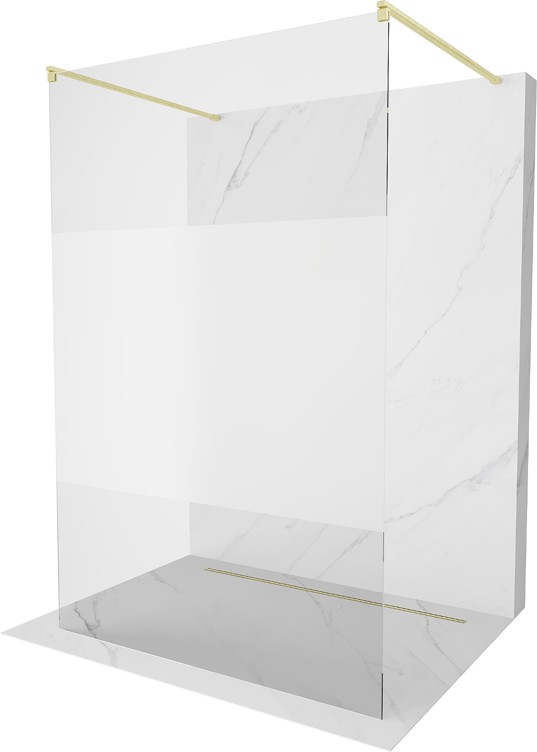 Mexen Kioto ścianka prysznicowa wolnostojąca 100 x 200 cm, transparent/szron 8 mm, złota szczotkowana - 800-100-002-55-35