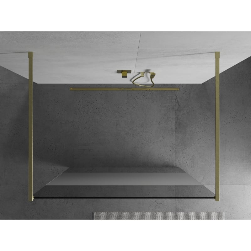 Mexen Kioto ścianka prysznicowa wolnostojąca 120 x 200 cm, transparent/szron 8 mm, złota szczotkowana - 800-120-002-55-35