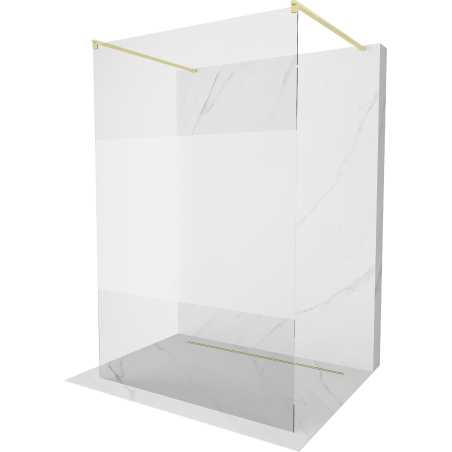 Mexen Kioto ścianka prysznicowa wolnostojąca 120 x 200 cm, transparent/szron 8 mm, złota szczotkowana - 800-120-002-55-35
