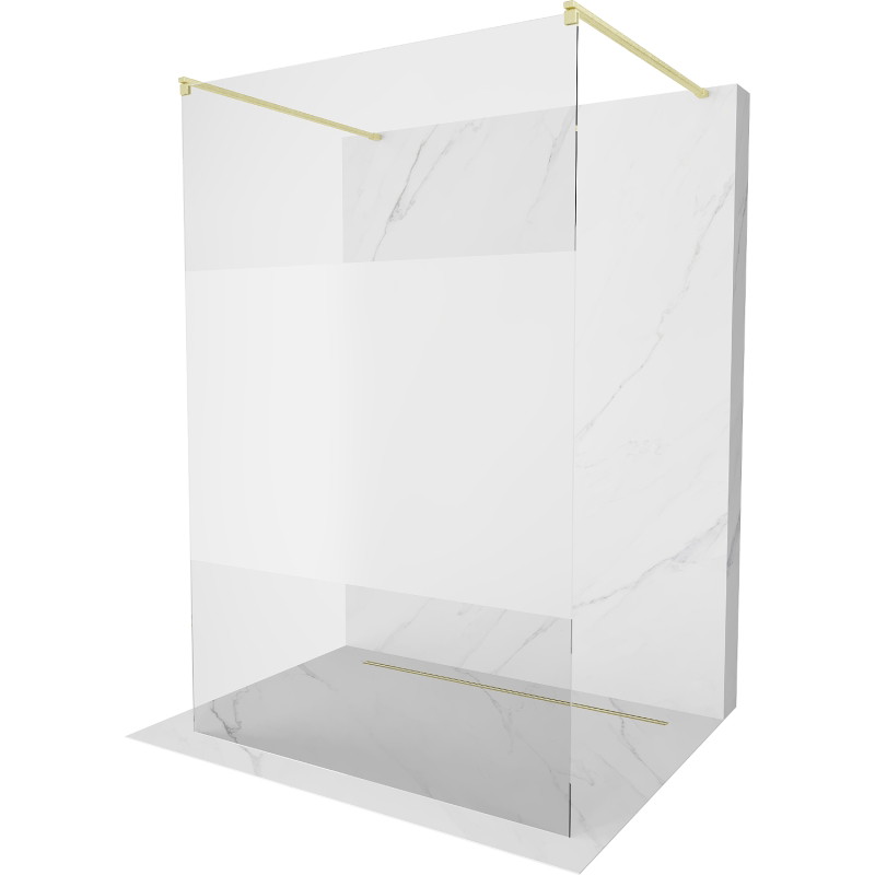 Mexen Kioto ścianka prysznicowa wolnostojąca 130 x 200 cm, transparent/szron 8 mm, złota szczotkowana - 800-130-002-55-35
