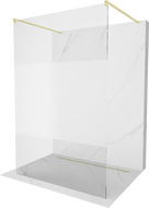 Mexen Kioto samostojeća tuš stijena 140 x 200 cm, prozirno/mraz 8 mm, zlatna brušena - 800-140-002-55-35