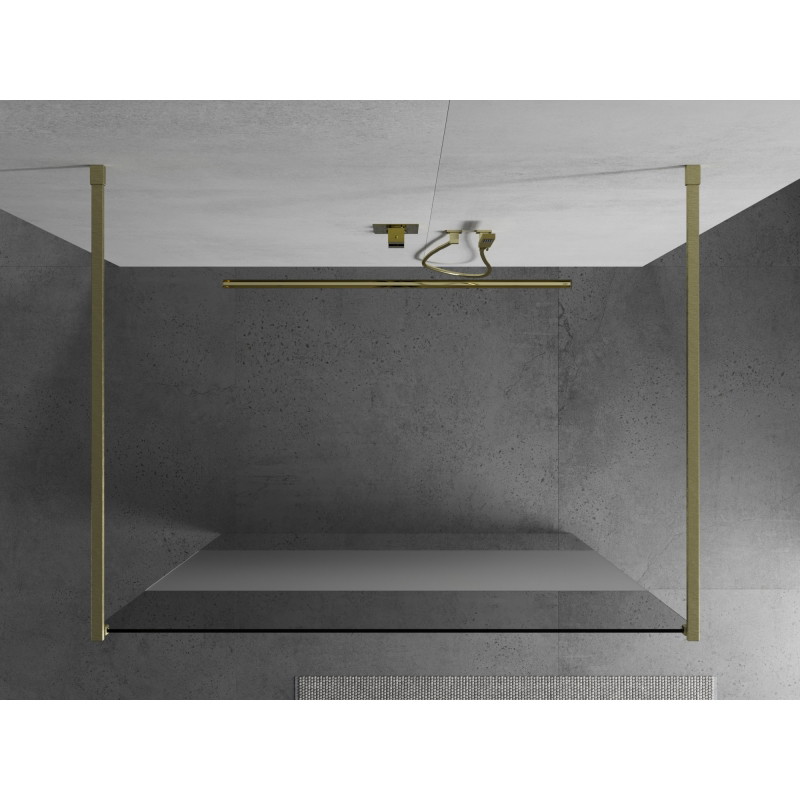 Mexen Kioto ścianka prysznicowa wolnostojąca 140 x 200 cm, transparent/szron 8 mm, złota szczotkowana - 800-140-002-55-35