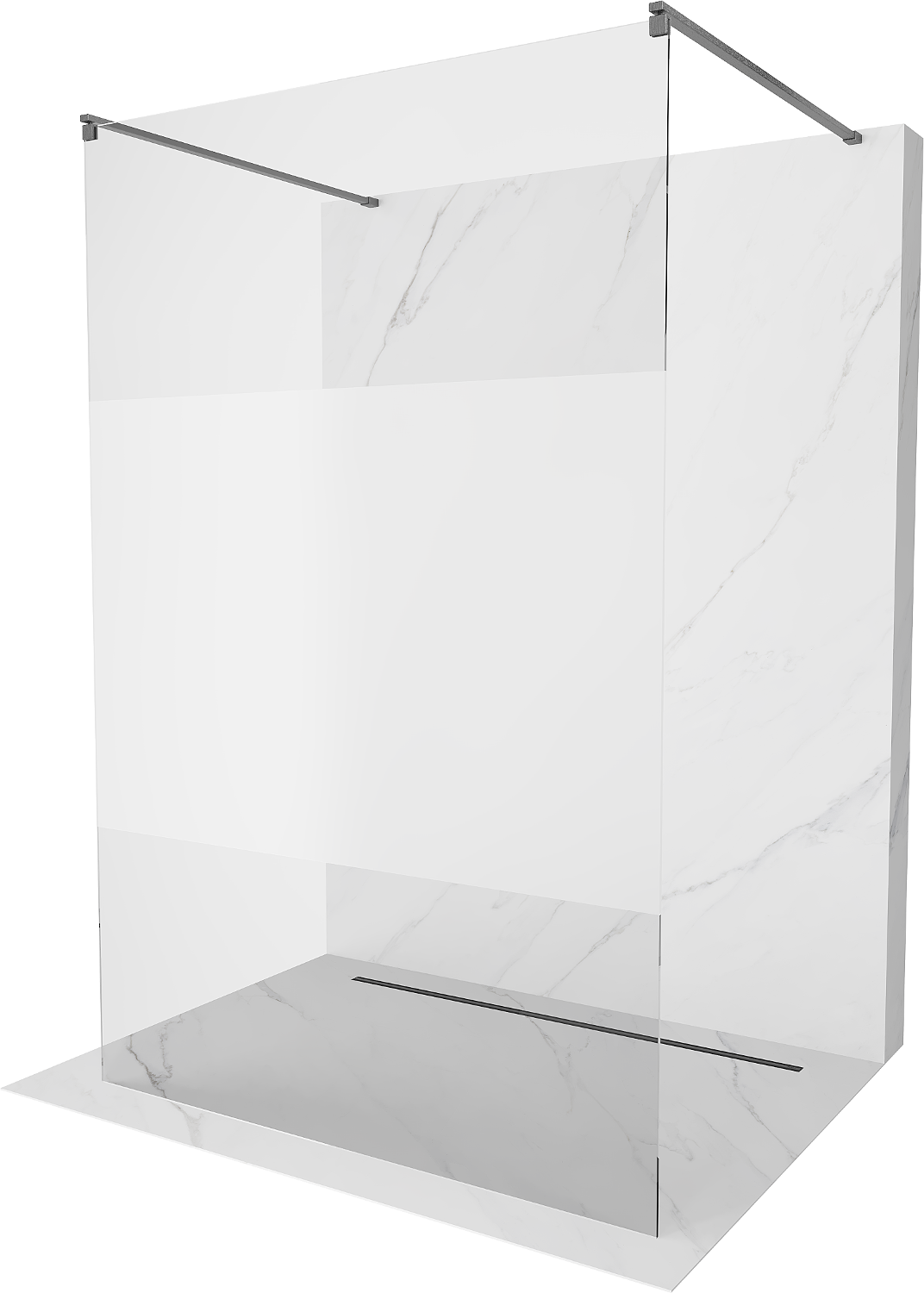 Mexen Kioto ścianka prysznicowa wolnostojąca 100 x 200 cm, transparent/szron 8 mm, gun gray szczotkowany - 800-100-002-66-35