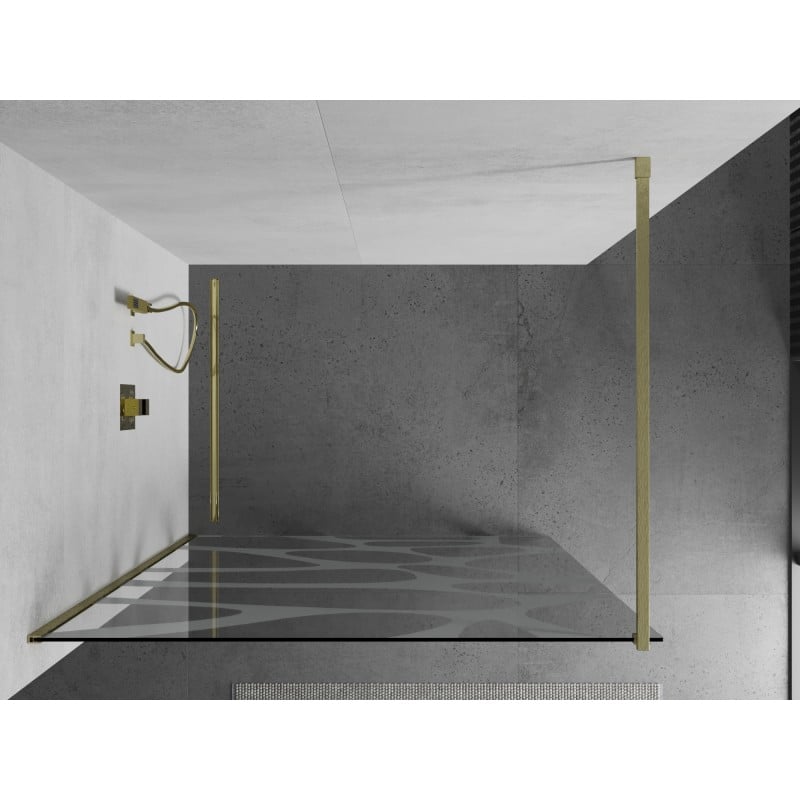 Mexen Kioto paroi de douche Walk-in 70 x 200 cm, vague blanche 8 mm, or brossé - 800-070-101-55-97