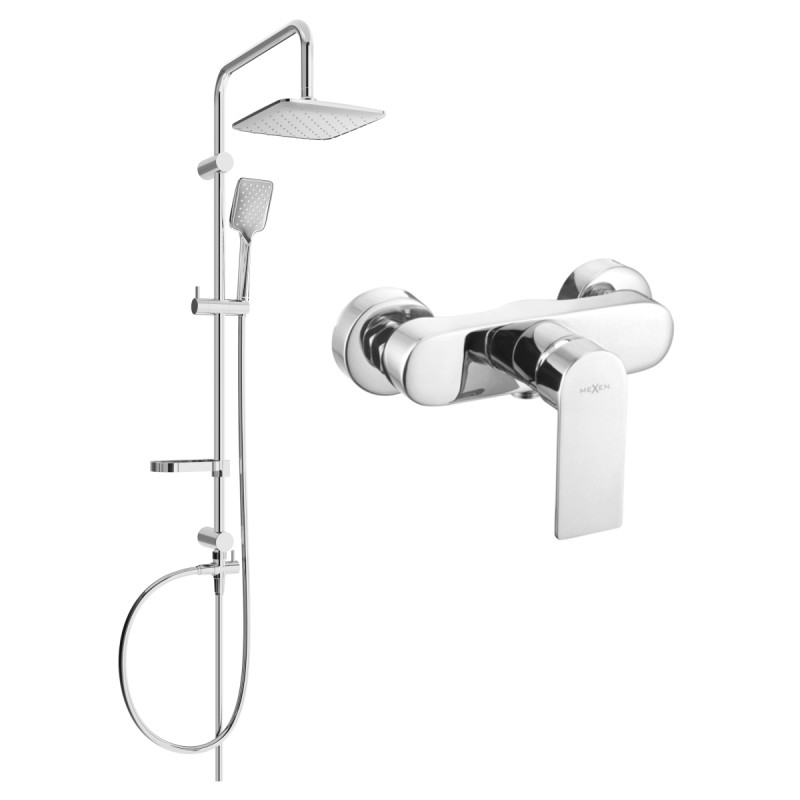Mexen Royo Sven exposed shower set with rain shower and shower mixer, chrome - 72240262-00