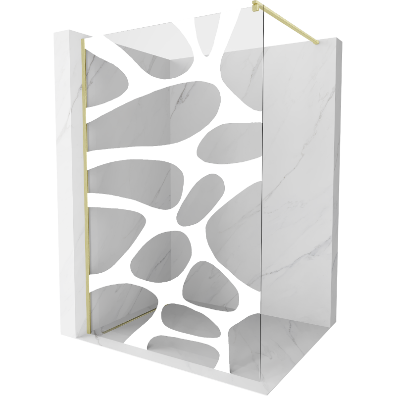 Mexen Kioto Duschwand Walk-in 100 x 200 cm, weiße Welle 8 mm, gold gebürstet - 800-100-101-55-97