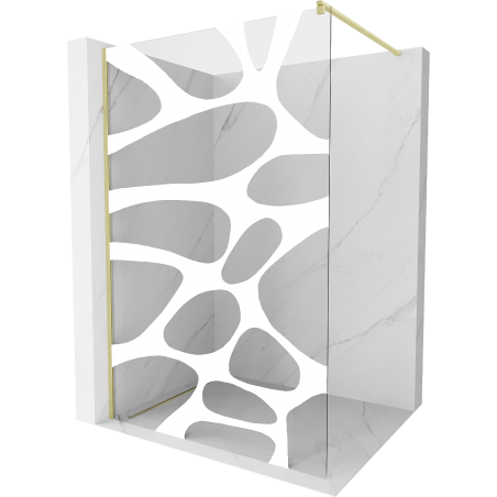Mexen Kioto Duschwand Walk-in 100 x 200 cm, weiße Welle 8 mm, gold gebürstet - 800-100-101-55-97