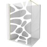 Mexen Kioto Duschwand Walk-in 100 x 200 cm, weiße Welle 8 mm, gold gebürstet - 800-100-101-55-97