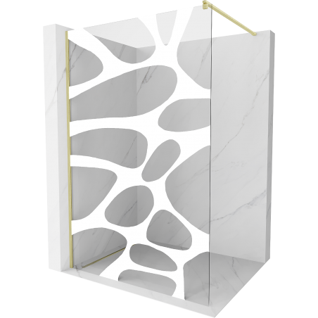 Mexen Kioto Duschwand Walk-in 110 x 200 cm, weiße Welle 8 mm, gebürstetes Gold - 800-110-101-55-97