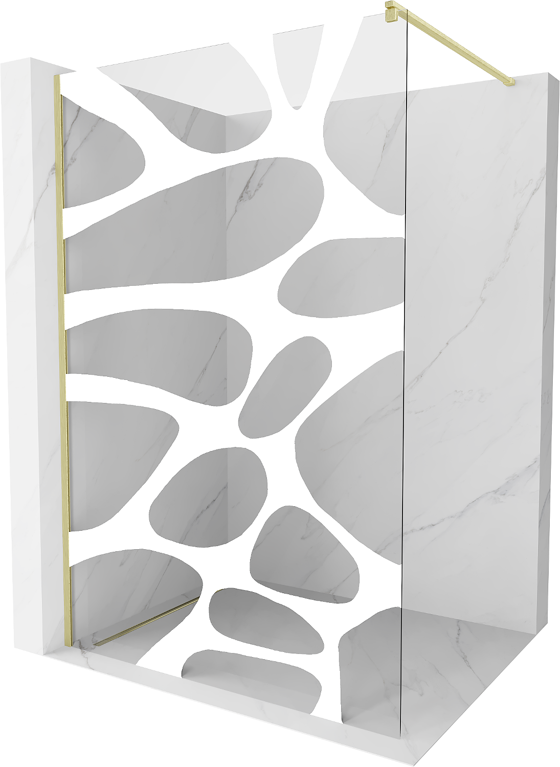 Mexen Kioto ścianka prysznicowa Walk-in 110 x 200 cm, biały wzór 8 mm, złota szczotkowana - 800-110-101-55-97