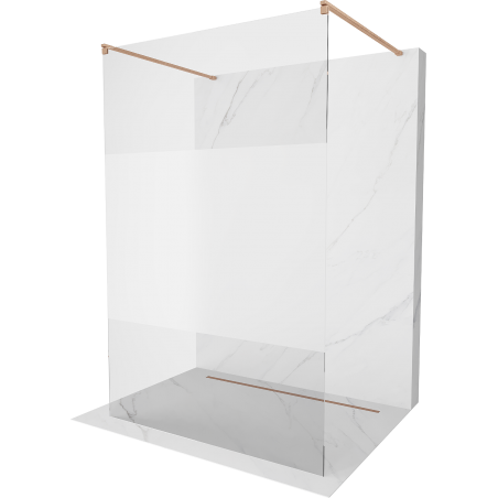 Mexen Kioto freistehende Duschwand 100 x 200 cm, transparent/mattiert 8 mm, gebürstetes Kupfer - 800-100-002-65-35