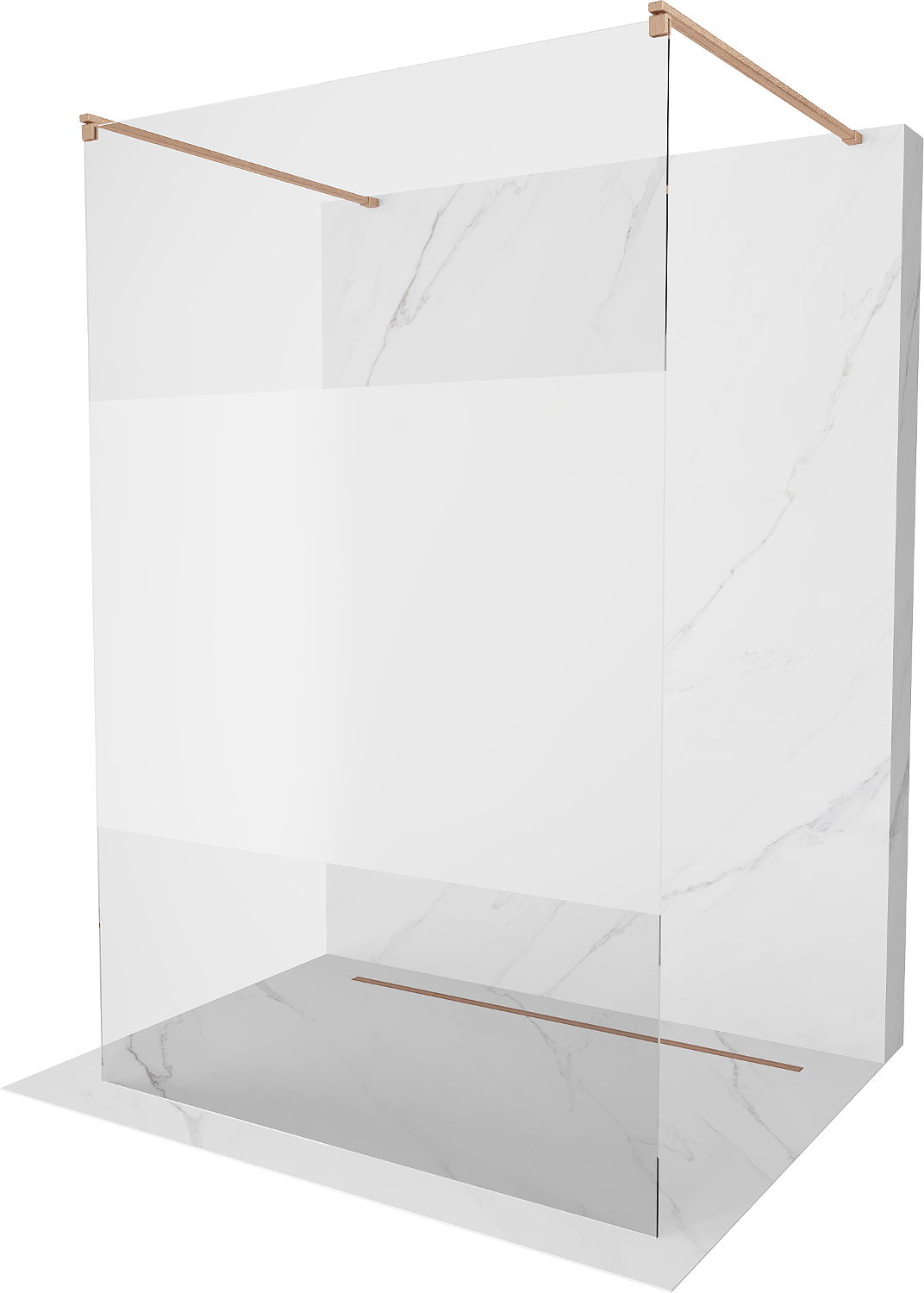 Mexen Kioto ścianka prysznicowa wolnostojąca 100 x 200 cm, transparent/szron 8 mm, miedź szczotkowana - 800-100-002-65-35
