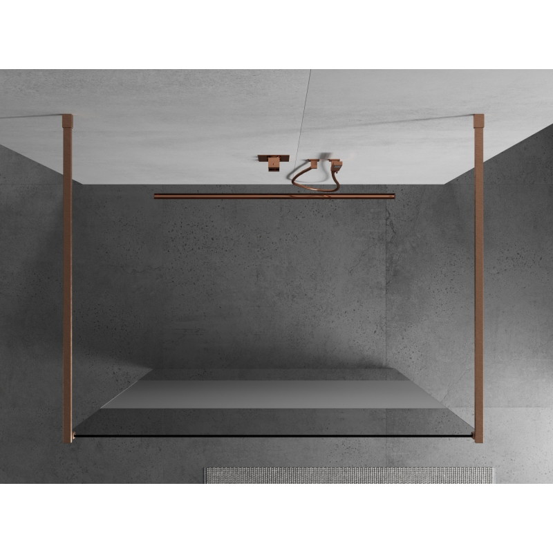 Mexen Kioto vabadalt seisev dušisein 110 x 200 cm, läbipaistev/härmatatud 8 mm, harjatud vask - 800-110-002-65-35