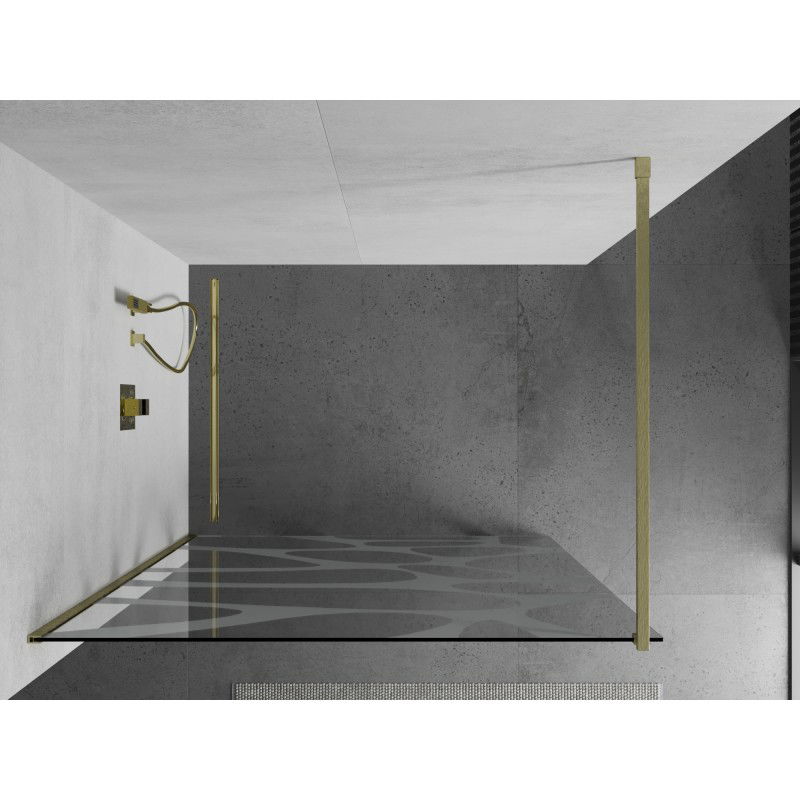 Mexen Kioto douchewand Walk-in 130 x 200 cm, witte golf 8 mm, goud geborsteld - 800-130-101-55-97
