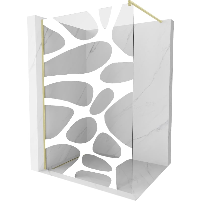 Mexen Kioto dušisein Walk-in 130 x 200 cm, valge laine 8 mm, kuldne harjatud - 800-130-101-55-97