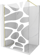 Mexen Kioto duschvägg Walk-in 140 x 200 cm, vit våg 8 mm, guld borstad - 800-140-101-55-97
