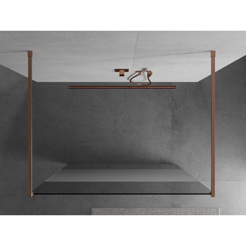 Mexen Kioto ścianka prysznicowa wolnostojąca 130 x 200 cm, transparent/szron 8 mm, miedź szczotkowana - 800-130-002-65-35