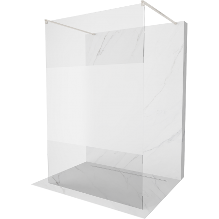 Mexen Kioto vrijstaande douchewand 100 x 200 cm, transparant/matglas 8 mm, geborsteld nikkel - 800-100-002-97-35