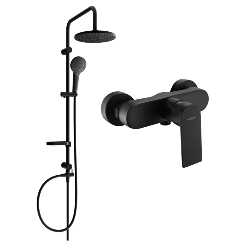 Mexen Erik set doccia esterno con soffione e miscelatore doccia Royo, nero - 72240205-70