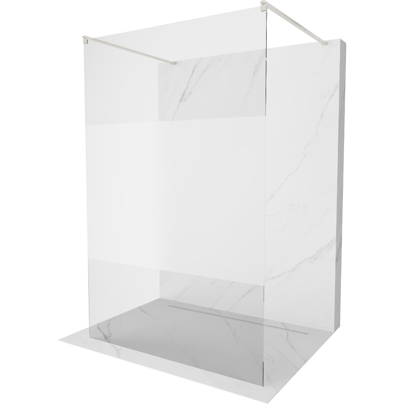 Mexen Kioto ścianka prysznicowa wolnostojąca 110 x 200 cm, transparent/szron 8 mm, nikiel szczotkowany - 800-110-002-97-35