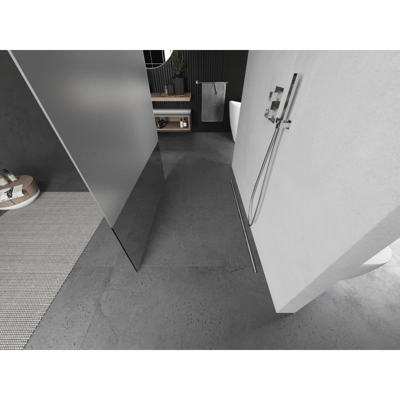 Mexen Kioto vrijstaande douchewand 120 x 200 cm, transparant/matglas 8 mm, geborsteld nikkel - 800-120-002-97-35