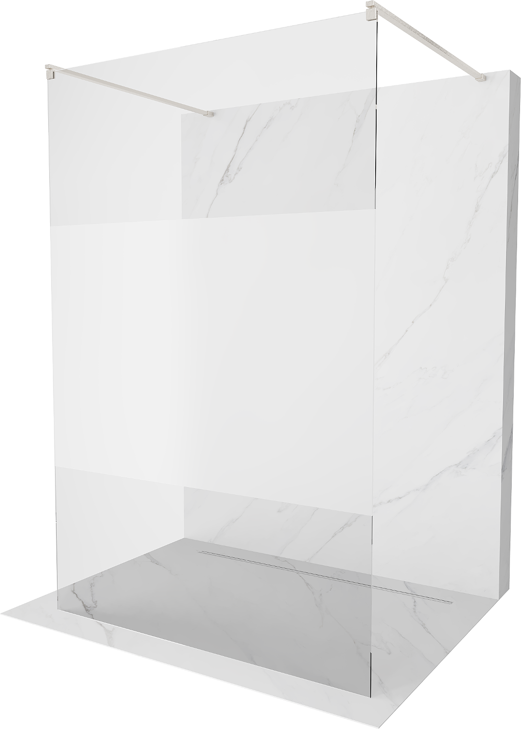 Mexen Kioto ścianka prysznicowa wolnostojąca 130 x 200 cm, transparent/szron 8 mm, nikiel szczotkowany - 800-130-002-97-35