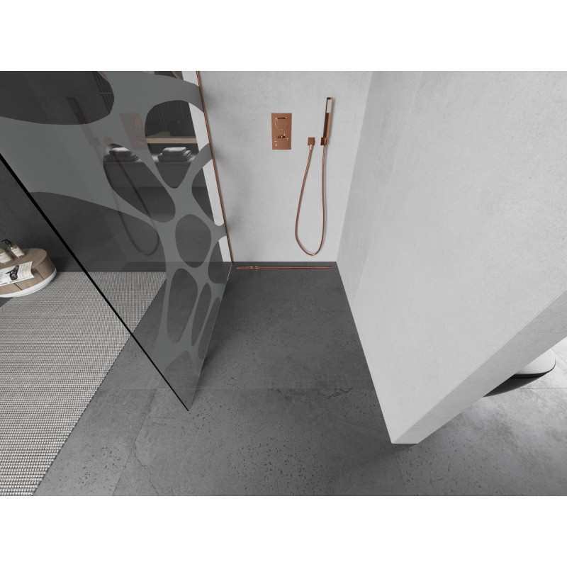 Mexen Kioto dušisein Walk-in 70 x 200 cm, valge laine 8 mm, harjatud vask - 800-070-101-65-97