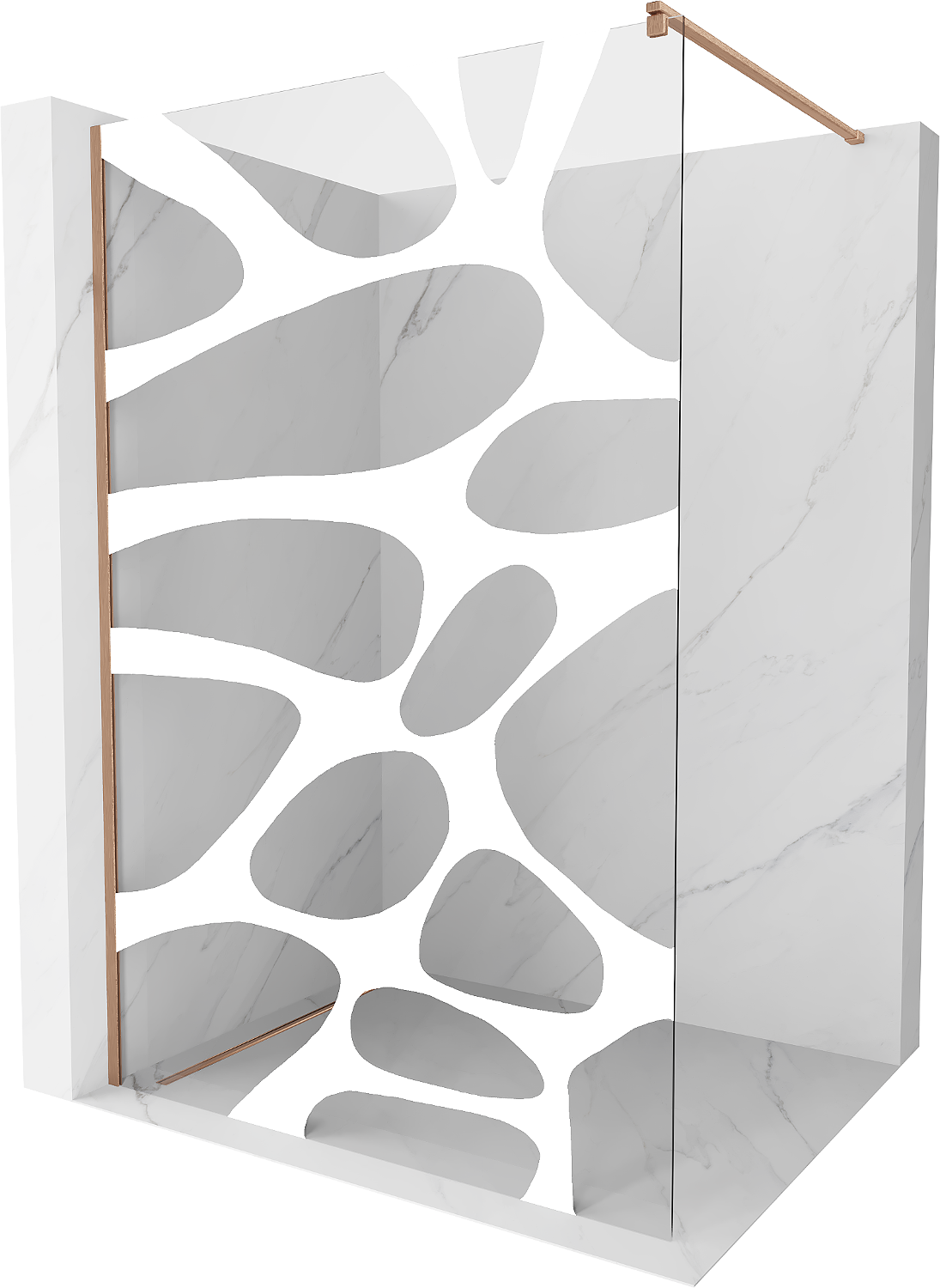 Mexen Kioto ścianka prysznicowa Walk-in 80 x 200 cm, biały wzór 8 mm, miedź szczotkowana - 800-080-101-65-97