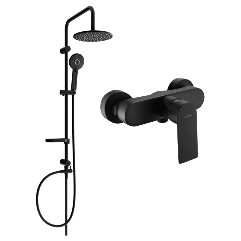 Mexen Carl opbouw douche set met regendouche en Royo douchekraan, zwart - 72240240-70