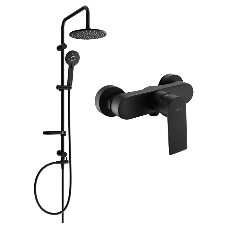 Mexen Royo Carl surface-mounted shower set with rain shower and shower faucet, black - 72240240-70