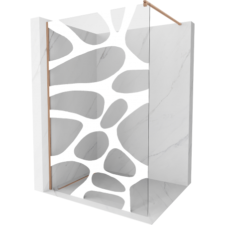 Mexen Kioto Duschwand Walk-in 120 x 200 cm, weiße Welle 8 mm, gebürstetes Kupfer - 800-120-101-65-97