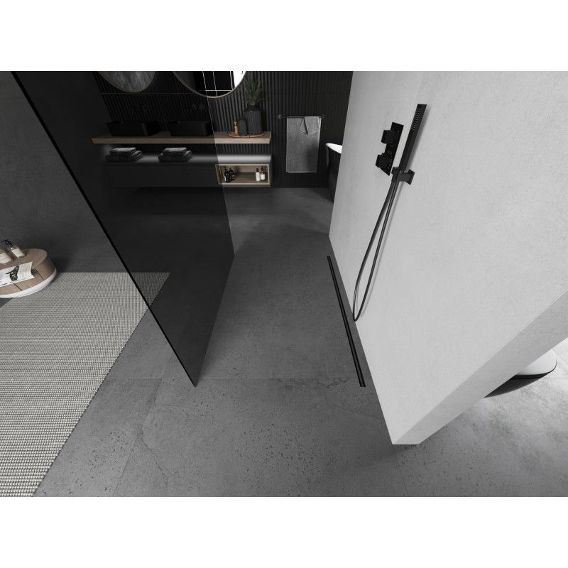 Mexen Kioto parete doccia autoportante 120 x 200 cm, grafite 8 mm, grigio canna di fucile spazzolato - 800-120-002-66-40