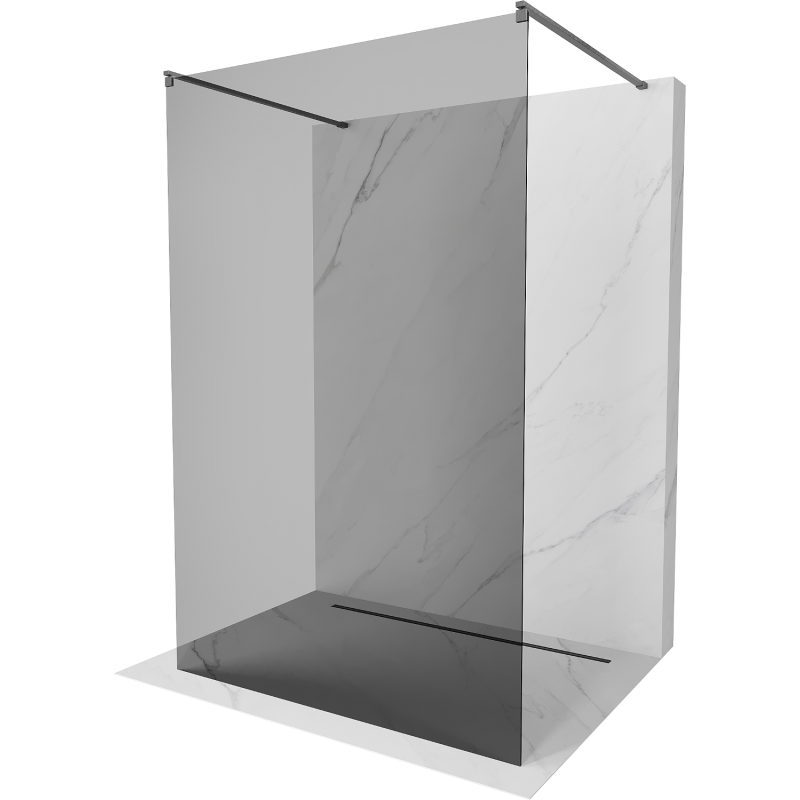 Mexen Kioto paroi de douche autoportante 140 x 200 cm, graphite 8 mm, gris gun brossé - 800-140-002-66-40