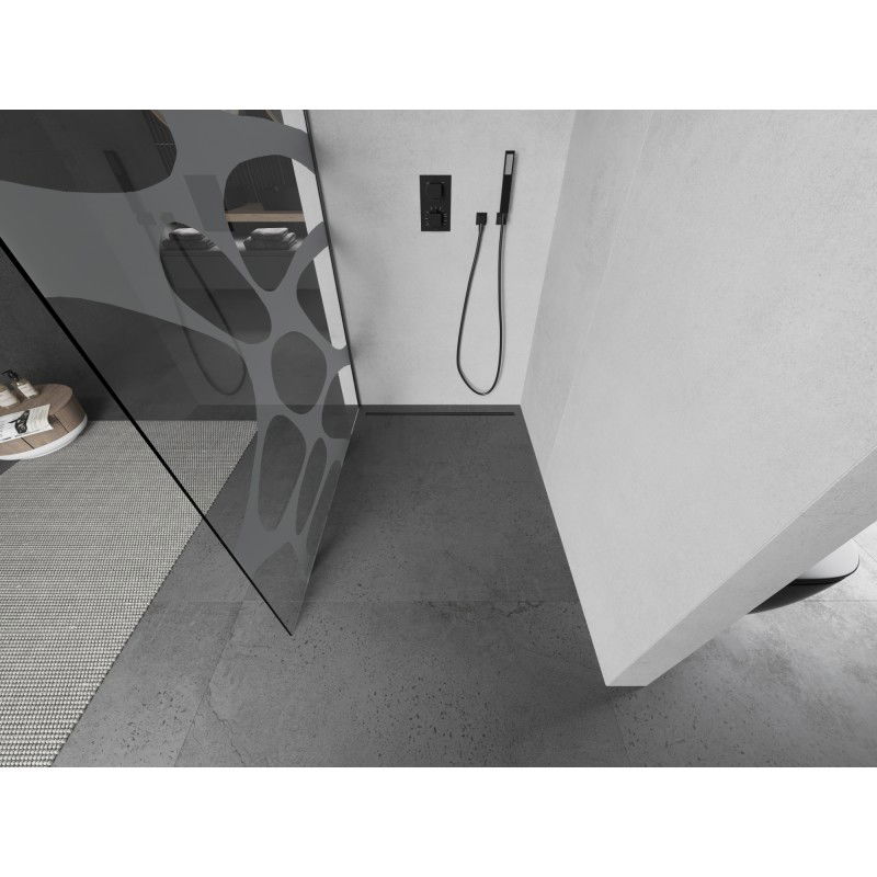 Mexen Kioto paroi de douche Walk-in 70 x 200 cm, vague blanche 8 mm, gris canon brossé - 800-070-101-66-97