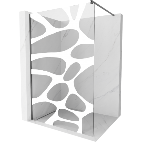 Mexen Kioto parede de chuveiro Walk-in 80 x 200 cm, onda branca 8 mm, cinza pistola escovado - 800-080-101-66-97
