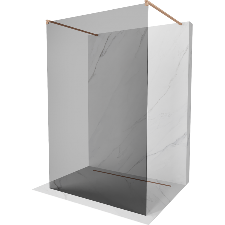 Mexen Kioto freistehende Duschwand 130 x 200 cm, Graphit 8 mm, gebürstetes Kupfer - 800-130-002-65-40