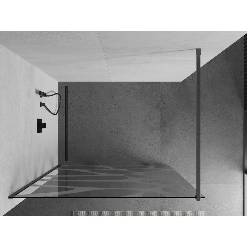 Mexen Kioto Walk-in Duschwand 90 x 200 cm, wäiss Welle 8 mm, gebierstet Gun Gray - 800-090-101-66-97