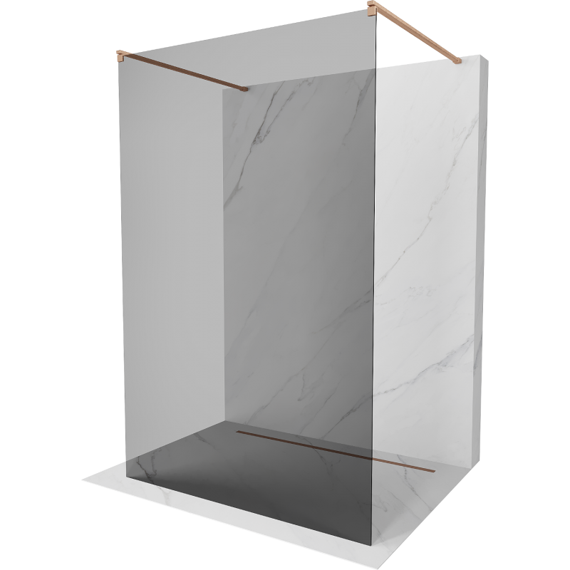 Mexen Kioto vrijstaande douchewand 140 x 200 cm, grafiet 8 mm, geborsteld koper - 800-140-002-65-40