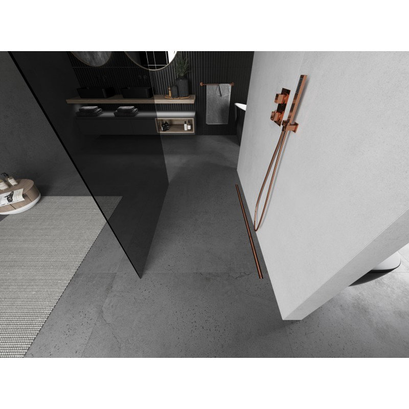 Mexen Kioto ελεύθερη τοποθέτηση τοίχου ντουζιέρας 140 x 200 εκ., γραφίτης 8 χιλ.,