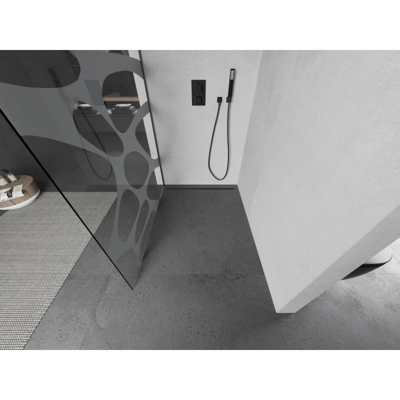 Mexen Kioto Walk-in Shower Screen 120 x 200 cm, White Wave 8 mm, Gun Gray Brushed - 800-120-101-66-97