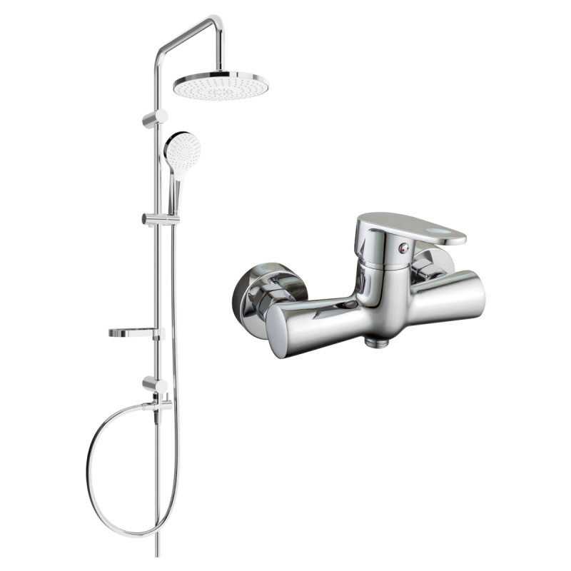 Mexen Kama Erik Duscheset mat Duschstang an Duscharmsystem, Chrom - 72540205-00