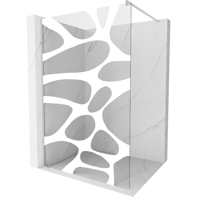 Mexen Kioto parede de chuveiro Walk-in 70 x 200 cm, onda branca 8 mm, níquel escovado - 800-070-101-97-97