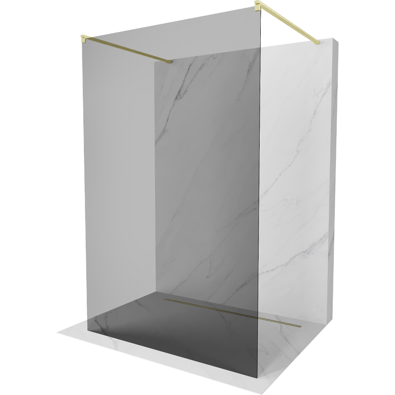 Mexen Kioto freestanding shower wall 110 x 200 cm, graphite 8 mm, brushed gold - 800-110-002-55-40