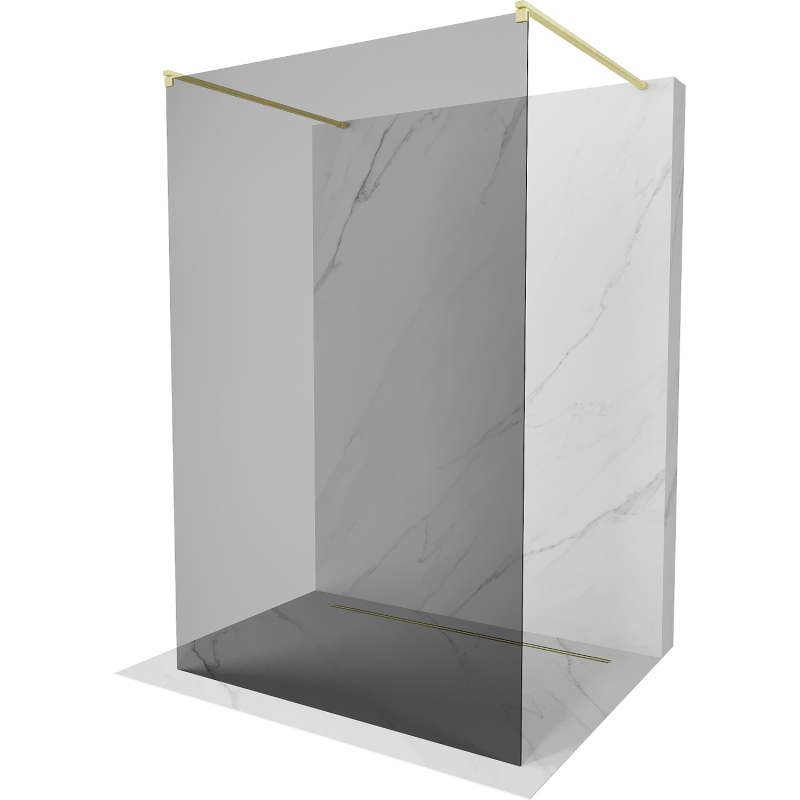 Mexen Kioto fristående duschvägg 110 x 200 cm, grafit 8 mm, borstad guld - 800-110-002-55-40