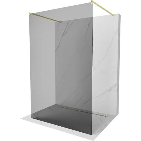Mexen Kioto freestanding shower wall 110 x 200 cm, graphite 8 mm, brushed gold - 800-110-002-55-40
