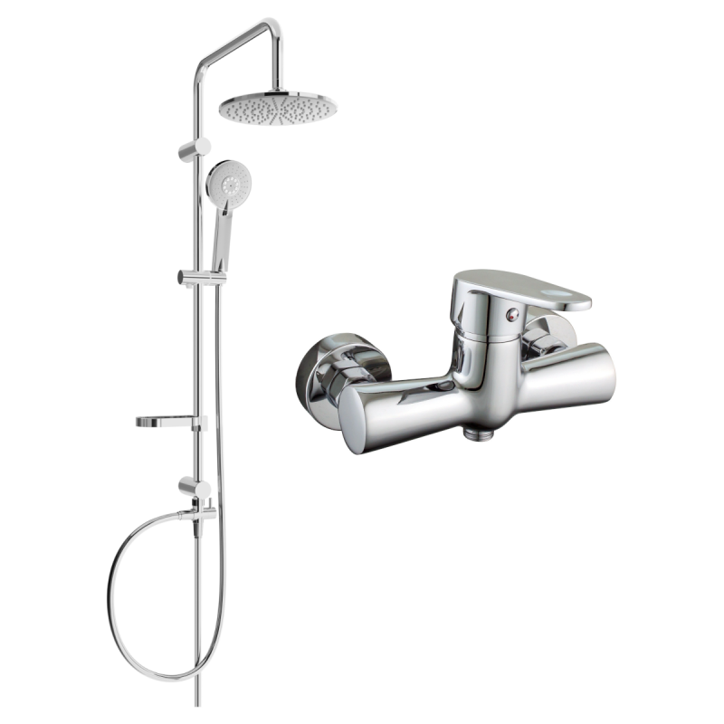 Mexen Carl Aufputz-Duschset mit Regenduschkopf und Kama-Duscharmatur, Chrom - 72540240-00