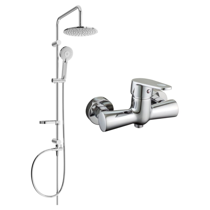 Mexen Kama Carl surface-mounted shower set with rain showerhead and shower mixer, chrome - 72540240-00