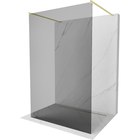 Mexen Kioto vrijstaande douchewand 120 x 200 cm, grafiet 8 mm, geborsteld goud - 800-120-002-55-40